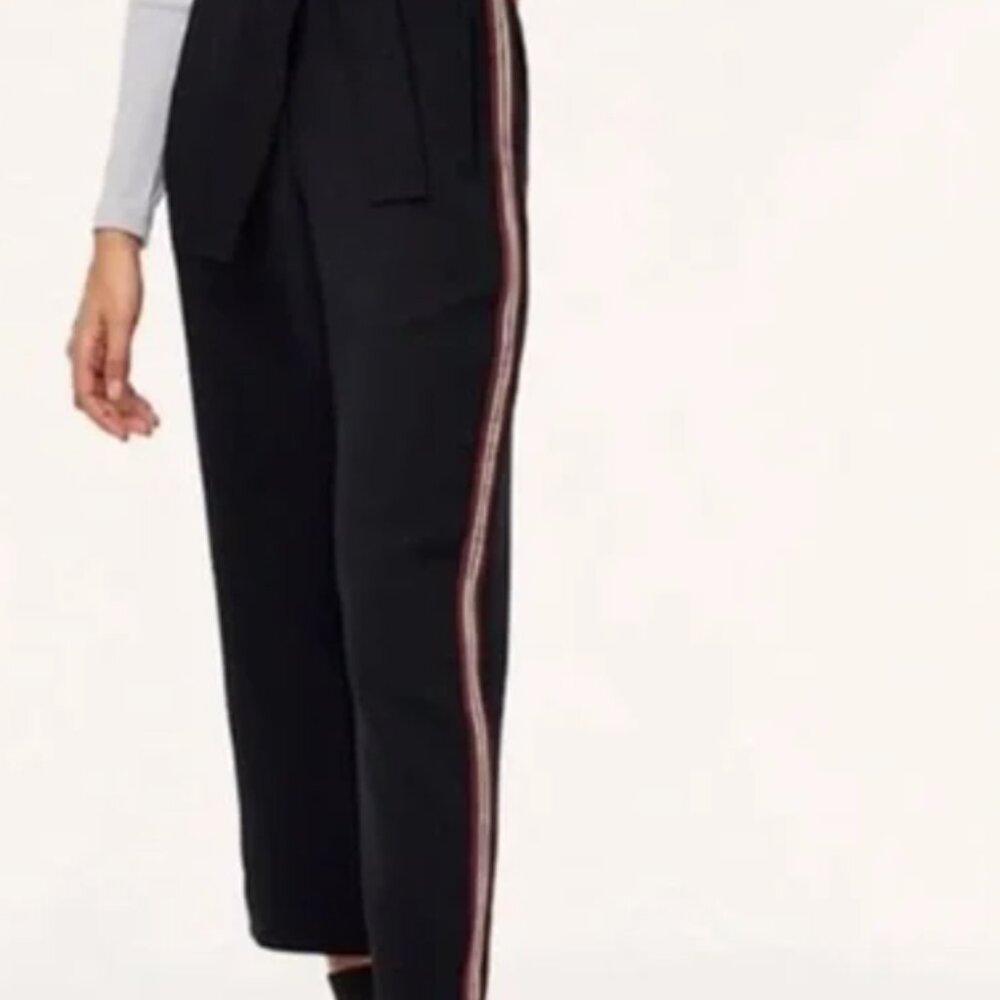 Aritzia Wilfred Black Pants with Tie & Side Stripe (Size 10)